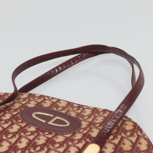 Christian Dior Trotter Canvas Shoulder Bag Red Gold Auth 127478