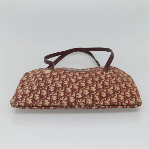 Christian Dior Trotter Canvas Shoulder Bag Red Gold Auth 127478