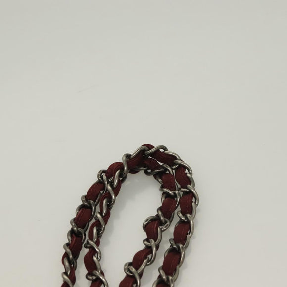 CHANEL Matelasse Chain Shoulder Bag Wool 2way Red CC Auth 127480