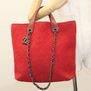 CHANEL Matelasse Chain Shoulder Bag Wool 2way Red CC Auth 127480-23