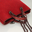 CHANEL Matelasse Chain Shoulder Bag Wool 2way Red CC Auth 127480-6