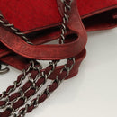 CHANEL Matelasse Chain Shoulder Bag Wool 2way Red CC Auth 127480-7