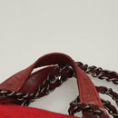CHANEL Matelasse Chain Shoulder Bag Wool 2way Red CC Auth 127480-14