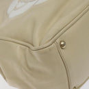 CHANEL Camelia Shoulder Bag Leather Ivory CC Auth 127482-11