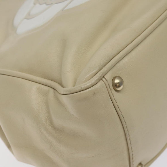 CHANEL Camelia Shoulder Bag Leather Ivory CC Auth 127482