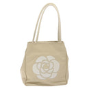CHANEL Camelia Shoulder Bag Leather Ivory CC Auth 127482-13