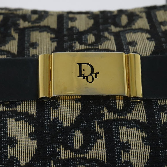 Christian Dior Trotter Canvas Schultertasche Marinegold Auth 127500