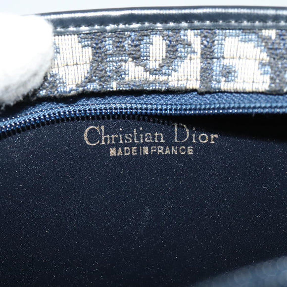 Christian Dior Trotter Canvas Shoulder Bag Navy Gold Auth 127500