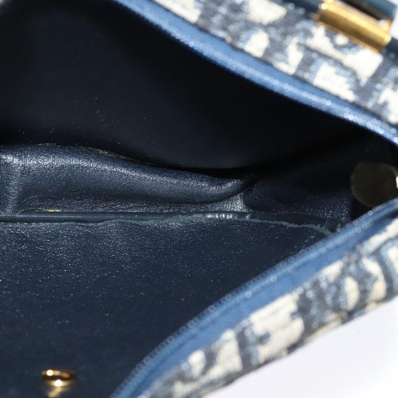 Christian Dior Trotter Canvas Shoulder Bag Navy Gold Auth 127500