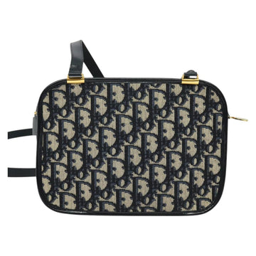 Christian Dior Trotter Canvas Shoulder Bag Navy Gold Auth 127500 - 0