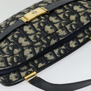 Christian Dior Trotter Canvas Shoulder Bag Navy Gold Auth 127500-6