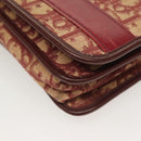 Christian Dior Trotter Canvas Chain Shoulder Bag Red Gold Auth 127501-15