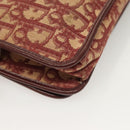Christian Dior Trotter Canvas Chain Shoulder Bag Red Gold Auth 127501-16