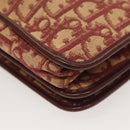 Christian Dior Trotter Canvas Chain Shoulder Bag Red Gold Auth 127501-17