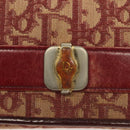 Christian Dior Trotter Canvas Chain Shoulder Bag Red Gold Auth 127501-9