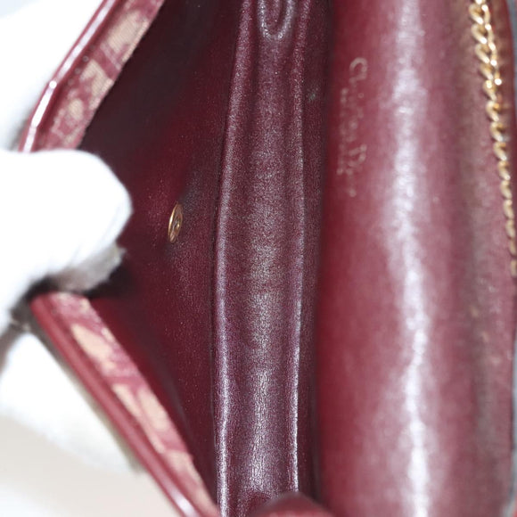 Christian Dior Trotter Canvas Chain Shoulder Bag Red Gold Auth 127501