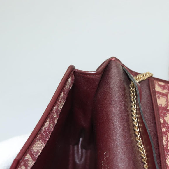 Christian Dior Trotter Canvas Chain Shoulder Bag Red Gold Auth 127501