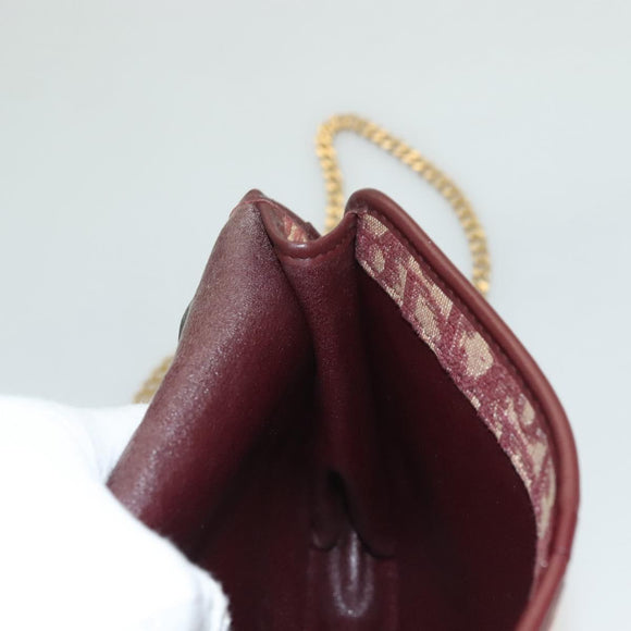 Christian Dior Trotter Canvas Chain Shoulder Bag Red Gold Auth 127501