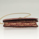 Christian Dior Trotter Canvas Chain Shoulder Bag Red Gold Auth 127501-5