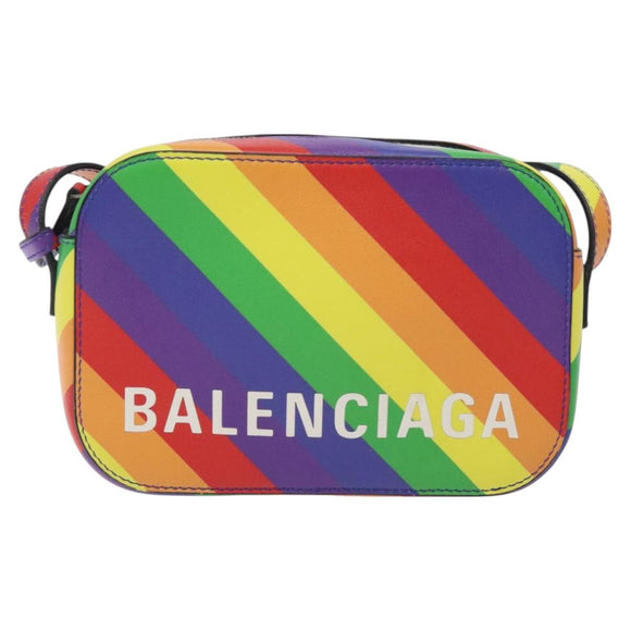 BALENCIAGA Shoulder Bag Leather Rainbow Auth 127502