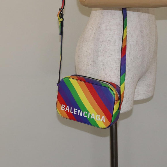BALENCIAGA Shoulder Bag Leather Rainbow Auth 127502