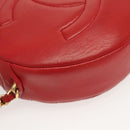 CHANEL Schoudertas met Ketting Lamsleer Rood Goud CC Auth 127505-9