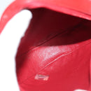 CHANEL Chain Shoulder Bag Lamb Skin Red Gold CC Auth 127505-11