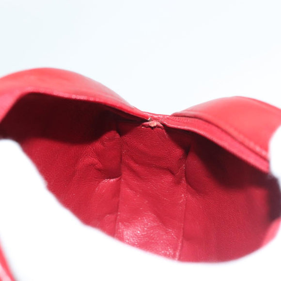 CHANEL Chain Shoulder Bag Lamb Skin Red Gold CC Auth 127505