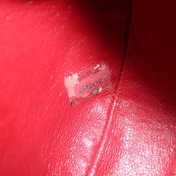 CHANEL Chain Shoulder Bag Lamb Skin Red Gold CC Auth 127505