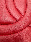 CHANEL Chain Shoulder Bag Lamb Skin Red Gold CC Auth 127505-21