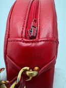 CHANEL Chain Shoulder Bag Lamb Skin Red Gold CC Auth 127505-22