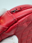 CHANEL Chain Shoulder Bag Lamb Skin Red Gold CC Auth 127505-23