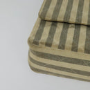 CHANEL Striped Matelasse Chain Shoulder Bag Canvas White Gray CC Auth 127507-9