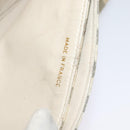 CHANEL Striped Matelasse Chain Shoulder Bag Canvas White Gray CC Auth 127507-20