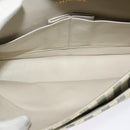 CHANEL Striped Matelasse Chain Shoulder Bag Canvas White Gray CC Auth 127507-11