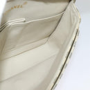 CHANEL Striped Matelasse Chain Shoulder Bag Canvas White Gray CC Auth 127507-21