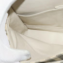 CHANEL Striped Matelasse Chain Shoulder Bag Canvas White Gray CC Auth 127507-22