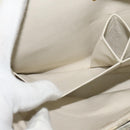 CHANEL Striped Matelasse Chain Shoulder Bag Canvas White Gray CC Auth 127507-24