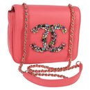 CHANEL Matelasse Bijoux Chain Shoulder Bag Lamb Skin Pink Gold CC Auth 127511M-1