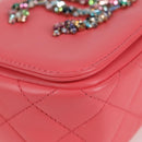 CHANEL Matelasse Bijoux Chain Shoulder Bag Lamb Skin Pink Gold CC Auth 127511M-14