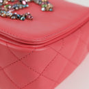 CHANEL Matelasse Bijoux Chain Shoulder Bag Lamb Skin Pink Gold CC Auth 127511M-15