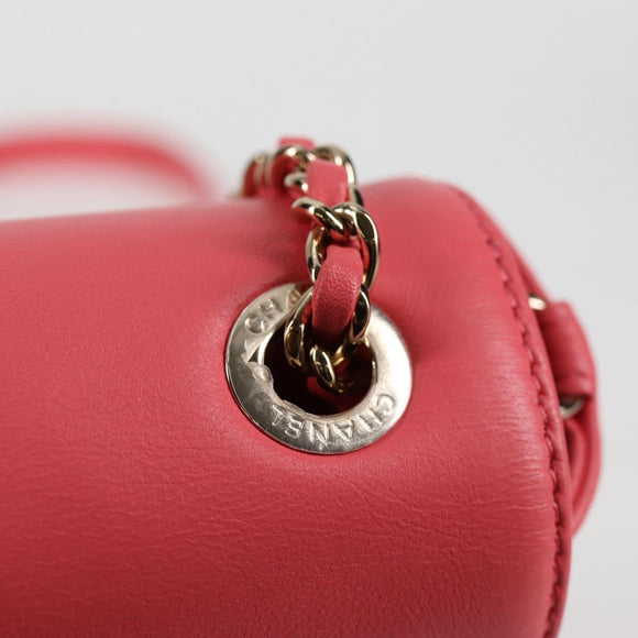 CHANEL Matelasse Bijoux Chain Shoulder Bag Lamb Skin Pink Gold CC Auth 127511M