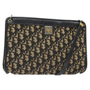 Christian Dior Trotter Canvas Shoulder Bag Black Gold Auth 127531-1