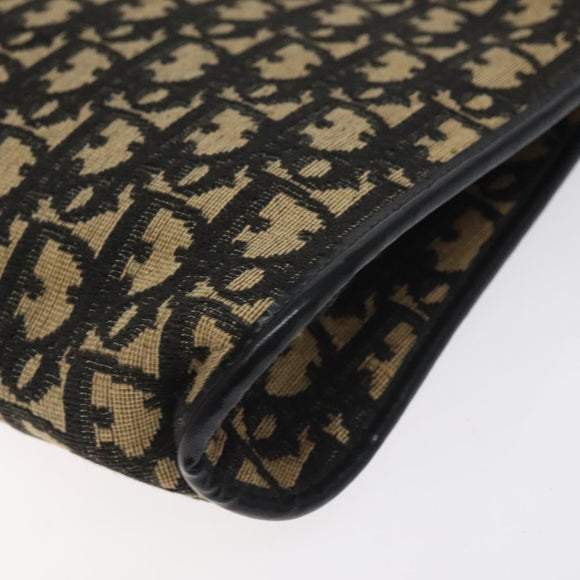 Christian Dior Trotter Canvas Shoulder Bag Black Gold Auth 127531