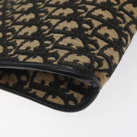 Christian Dior Trotter Canvas Shoulder Bag Black Gold Auth 127531