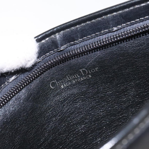 Christian Dior Trotter Canvas Shoulder Bag Black Gold Auth 127531