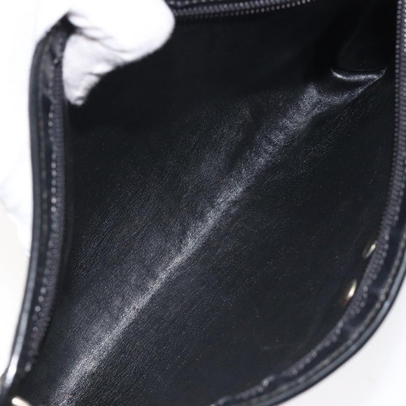 Christian Dior Trotter Canvas Shoulder Bag Black Gold Auth 127531