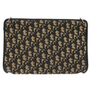 Christian Dior Trotter Canvas Shoulder Bag Black Gold Auth 127531-2