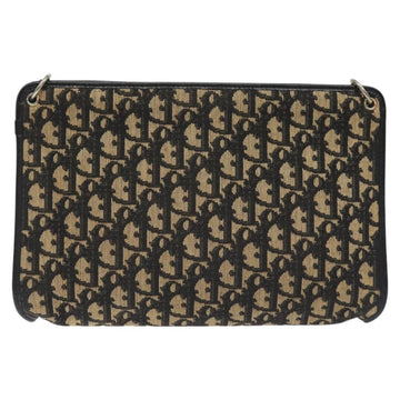 Christian Dior Trotter Canvas Shoulder Bag Black Gold Auth 127531 - 0