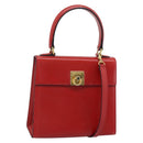 CELINE Hand Bag Leather 2way Red Gold Auth 127535-1